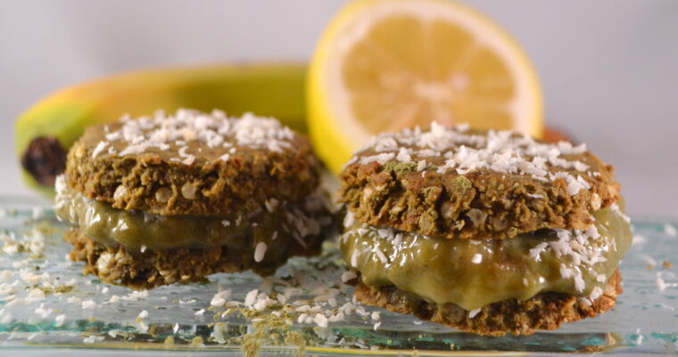 Biscotti di Matcha con gelato soft alla banana