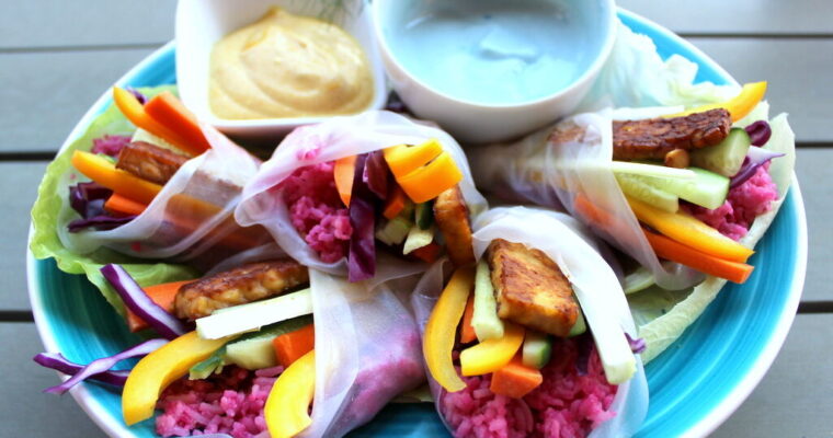 Rainbow Frühlingsrollen mit Tempeh