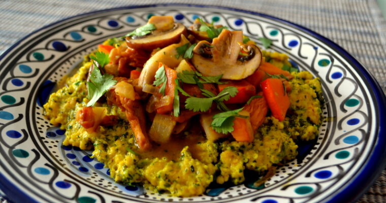 Polenta di ceci con ragù di funghi