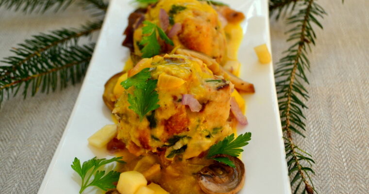 X-mas Pilzknödel auf Weisswein-Pastinaken-Sauce